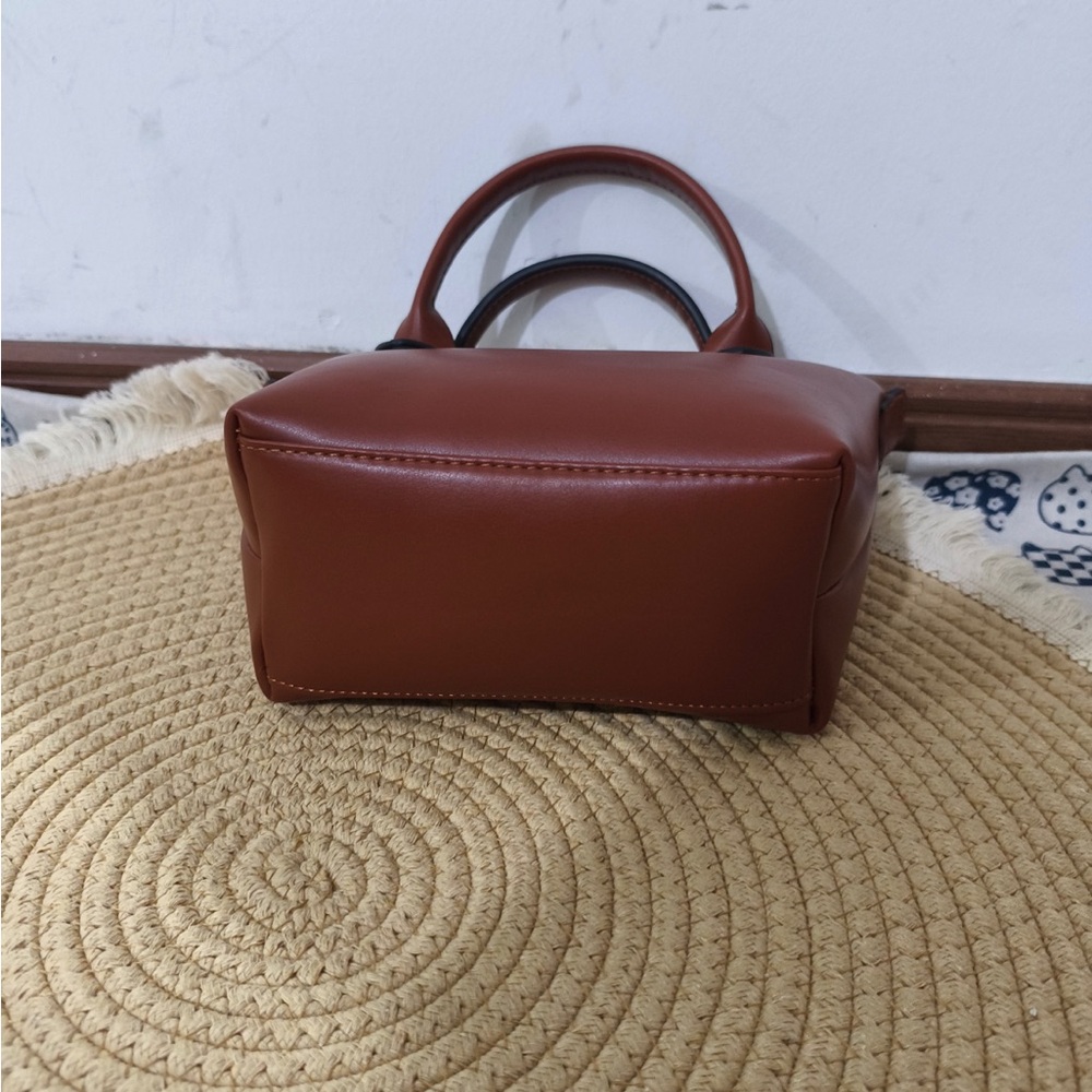 Longchamp Brown Mini Leather Top-Handle Bag with Strap - Picture 8 of 10